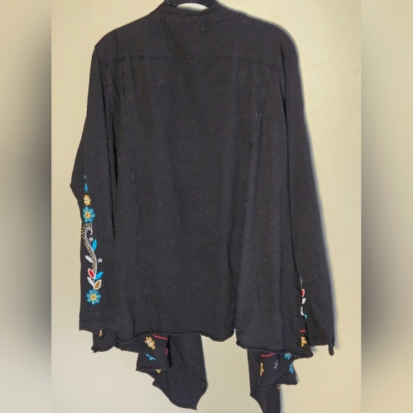Caite 100% Cotton Boho Floral Embroidered Open Cardigan Duster, 1X - Picture 4 of 5